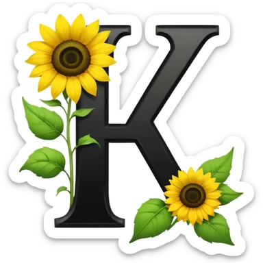 Black capital letter "Y" with sunflowers sticker