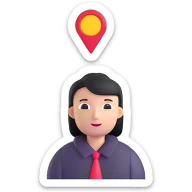 person with location indicator above their head sticker