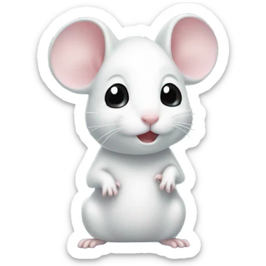 Cute white mouse in shower sticker