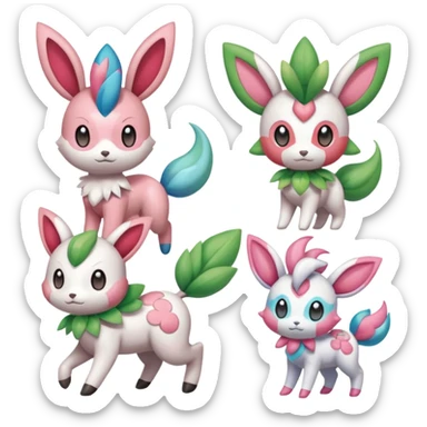 Meloetta-Shaymin-Sylveon-Virizion-Pokémon-Fakémon-creature sticker