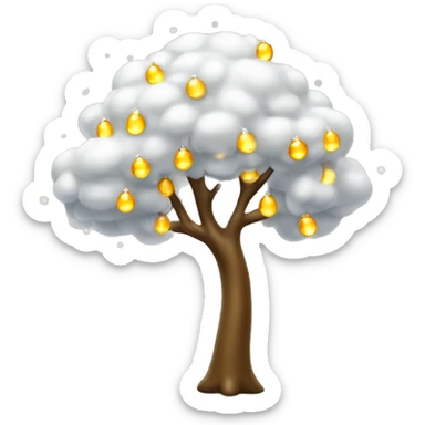árbol de navidad blanco con luces doradas  sticker