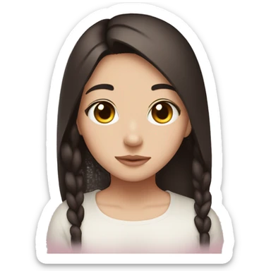 Brown eyed brunette girl with kuromi sticker