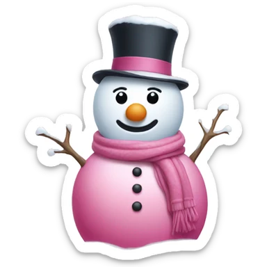 pink snowman  sticker