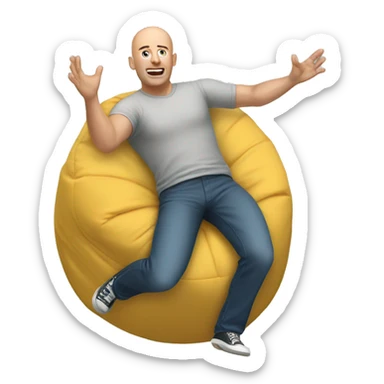 Bald Caucasian man tossing beanbag  sticker