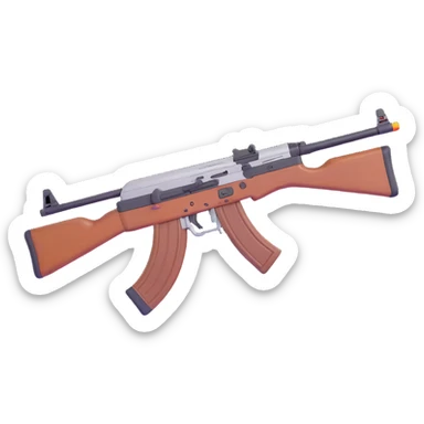 AK-47 assault rifle, side view, realistic details, 3D emoji style sticker