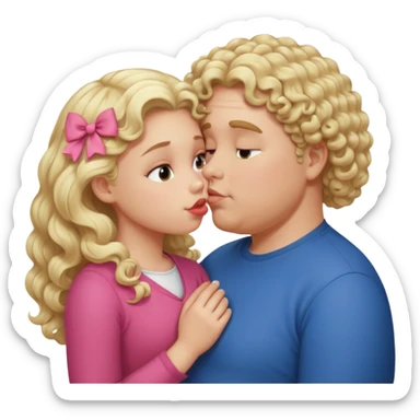small white blonde girl kissing obese curly hair blonde white man sticker