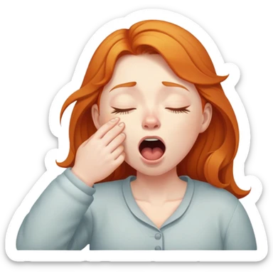 Sleepy Ginger girl trying to wake up in early morning sticker