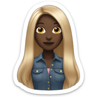 black girl with long straight hair sticker