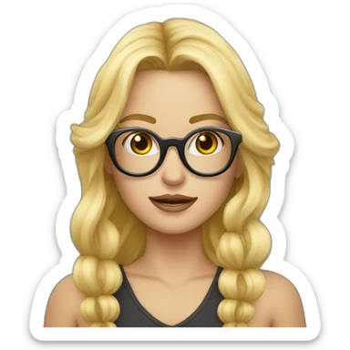 Blonde avec une natte et des grosses lunettes sticker