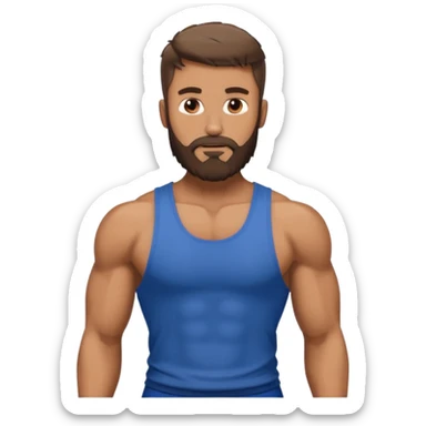 muscular bearded man with fit core abs sticker