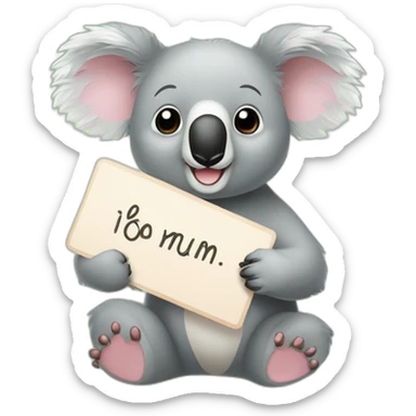 koala with sign with text I love you mum sticker
