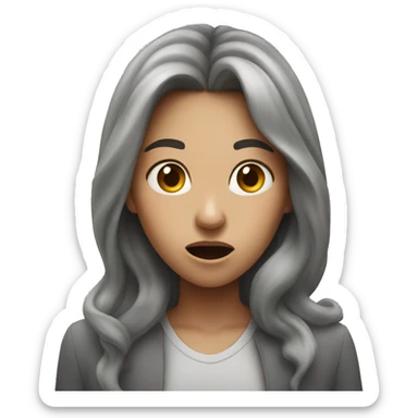 Girl with fumes coming out of her mouth sticker