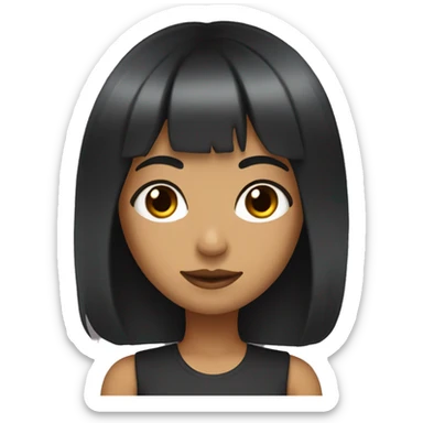 Girl with black hair and olive skin with piercings and dark brown eyes and bangs  sticker