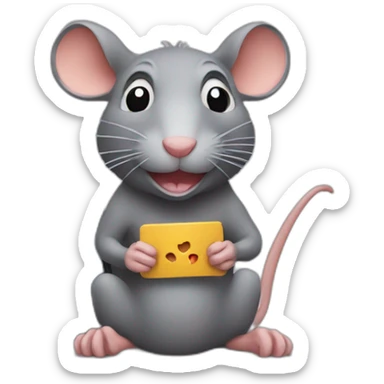 rat playing pc sticker