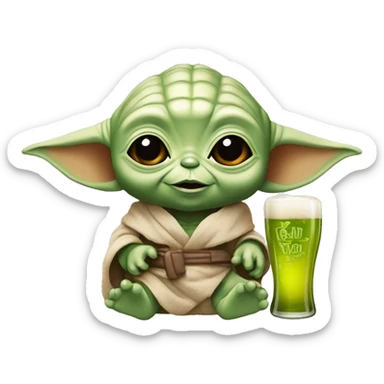 Bébé yoda avec une bière  sticker