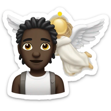 dark skin man with locs with an angel halo  sticker
