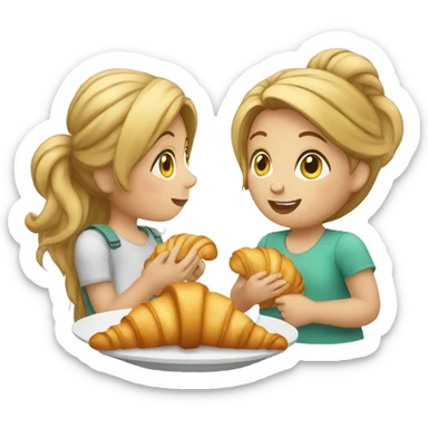 Girl eating croissant  sticker