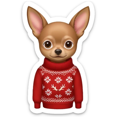 Dark Tan deer-head chihuahua sitting wearing a sweater sticker