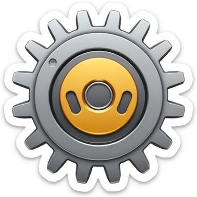 settings gear icon for site navigation. just one gear. no happy face, just grey, 6 notches sticker