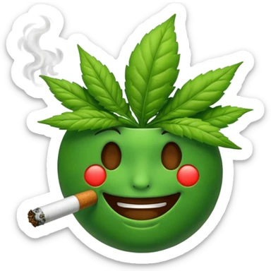 Emoji smoking weed sticker