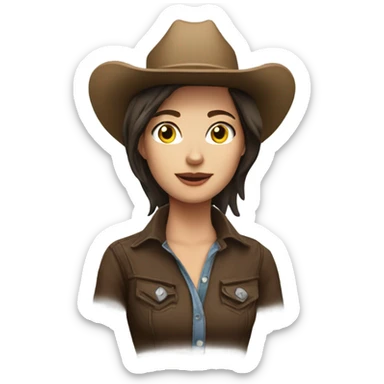 White skin Brunette short hair cowgirl sticker