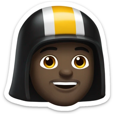 Jack Hamm Pittsburgh Steelers player in helmet and uniform with black cape. sticker