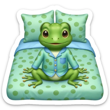 cute baby frog on bed pijama sticker