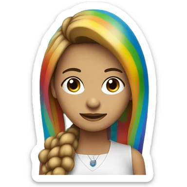 Mujer peliroja con pelo largo con ojos azules con un micrófono arcoiris  sticker