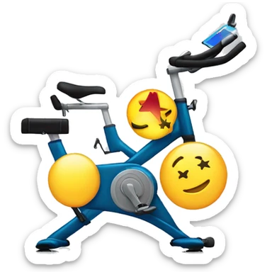 Design an emoji of a star on a stationary bike that is a superstar on a concert sticker