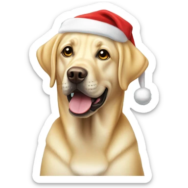 Yellow labrador wearing a santa hat sticker