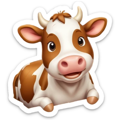 cute cow feeding scene inside a cow barn, wooden stable, hay bales, feeding trough, happy cow eating hay, warm farm lighting, 3D cartoon, mobile game icon style, clean background, no text, no watermark
 sticker