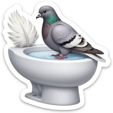 Pigeon siting in a toilet  sticker