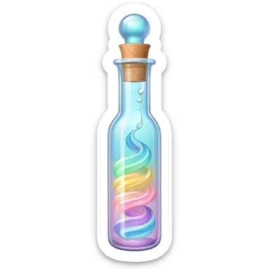 Sparkling pastel liquid in a corked up vial sticker