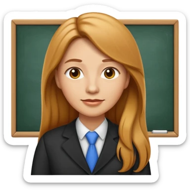 teacher emoji long caramel hair light skin sticker