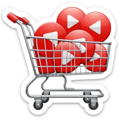 shopping cart filled with round play button icons sticker