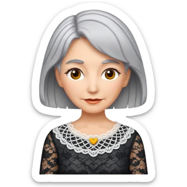 grey haired woman with lace patterned top sticker