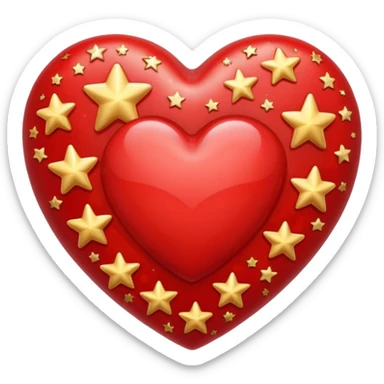 A red heart with many stars in it sticker