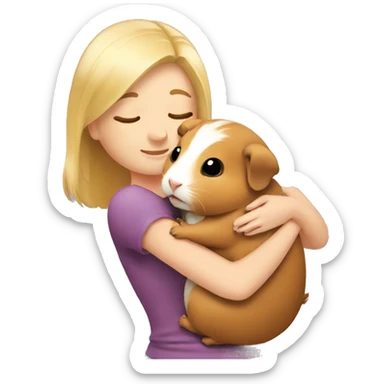Blonde Woman hugging a guineapig sticker