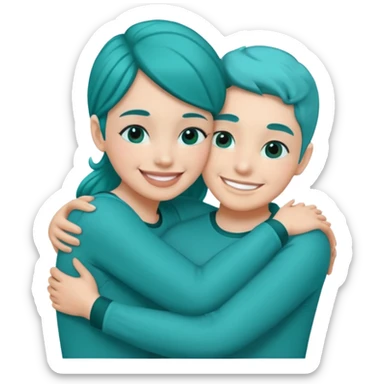 teal love hug sticker