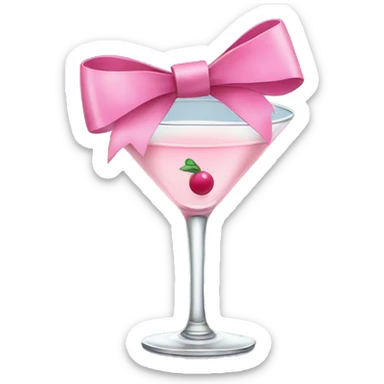 martini with pink bow sticker
