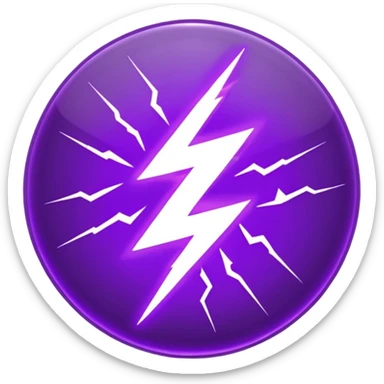 Combination of red blue lightening creating purple lightening in circle shape sticker