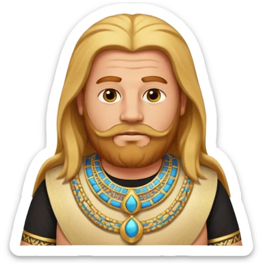 fat male blond reddish long hair agent with three-day-beard in egypt with pyramid. sticker