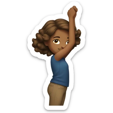 Brown haired girl dabbing sticker