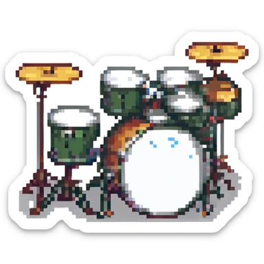 pixel art of a drum set sticker