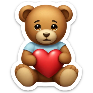 Heart with a teddy bear next to it  sticker