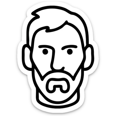 outline icon of Lionel Messi's face, Airbnb category icon style, thick lines, clean and minimal, no text sticker