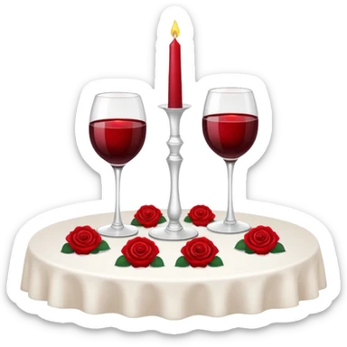  romantic table set for two with roses and red wine sticker