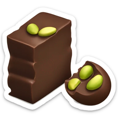 Piece of chocolate with pistachio filling in the centre sticker