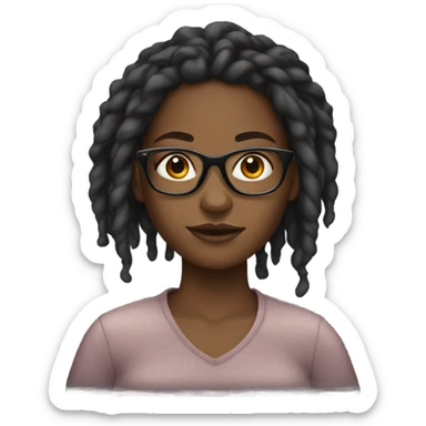 black girl teenager with locs and glasses sticker