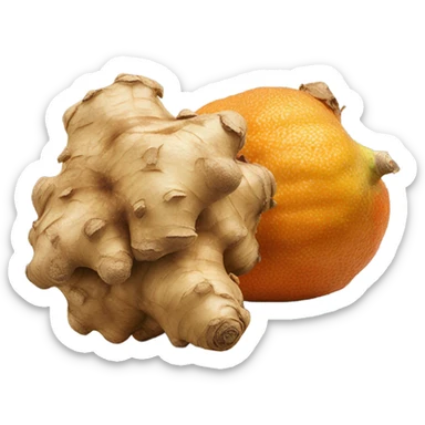 ginger root and orange fruit sticker
